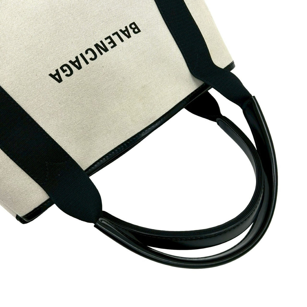 Balenciaga Black Ivory Canvas Leather Handbag Pouch Tote
