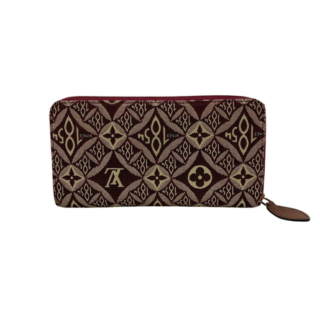 Louis Vuitton Brown Red Color Canvas Leather Long Wallet