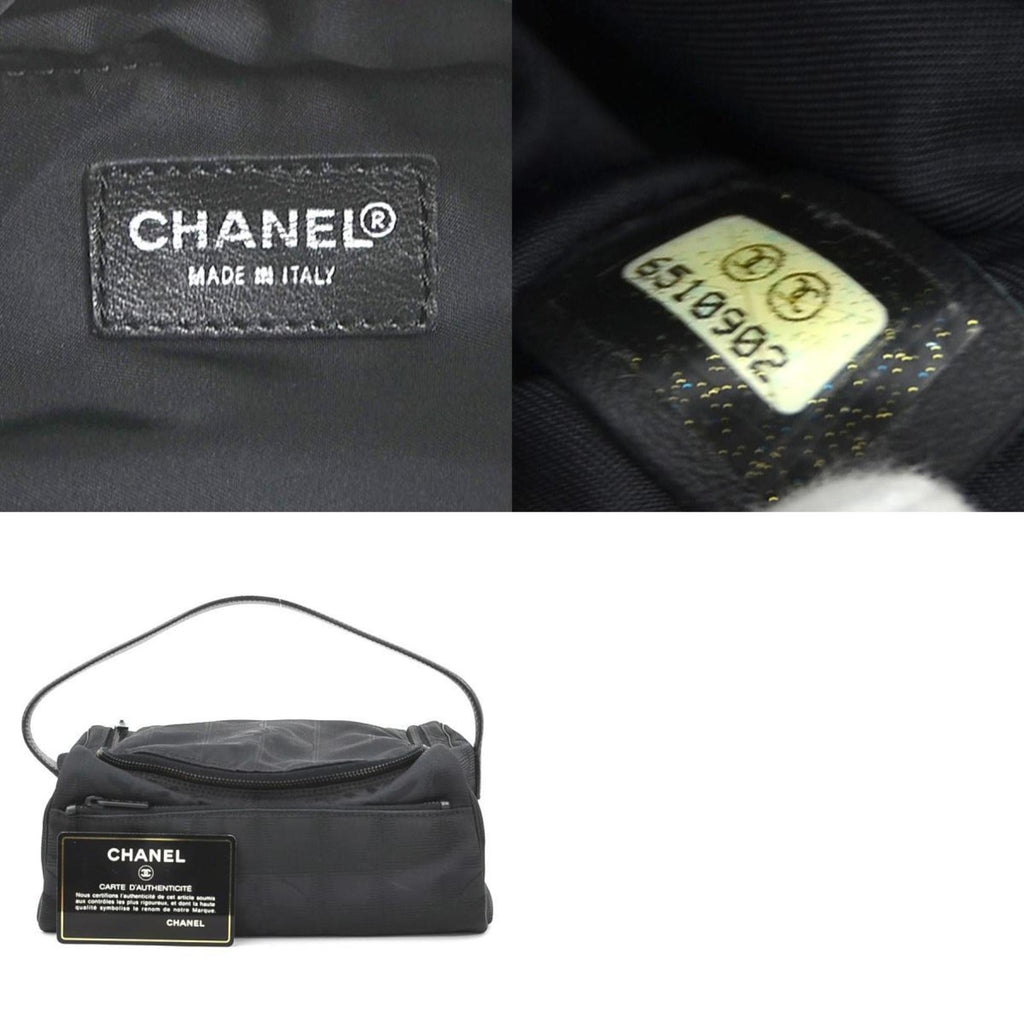 Chanel Black Nylon Jacquard Handbag Vanity Bag
