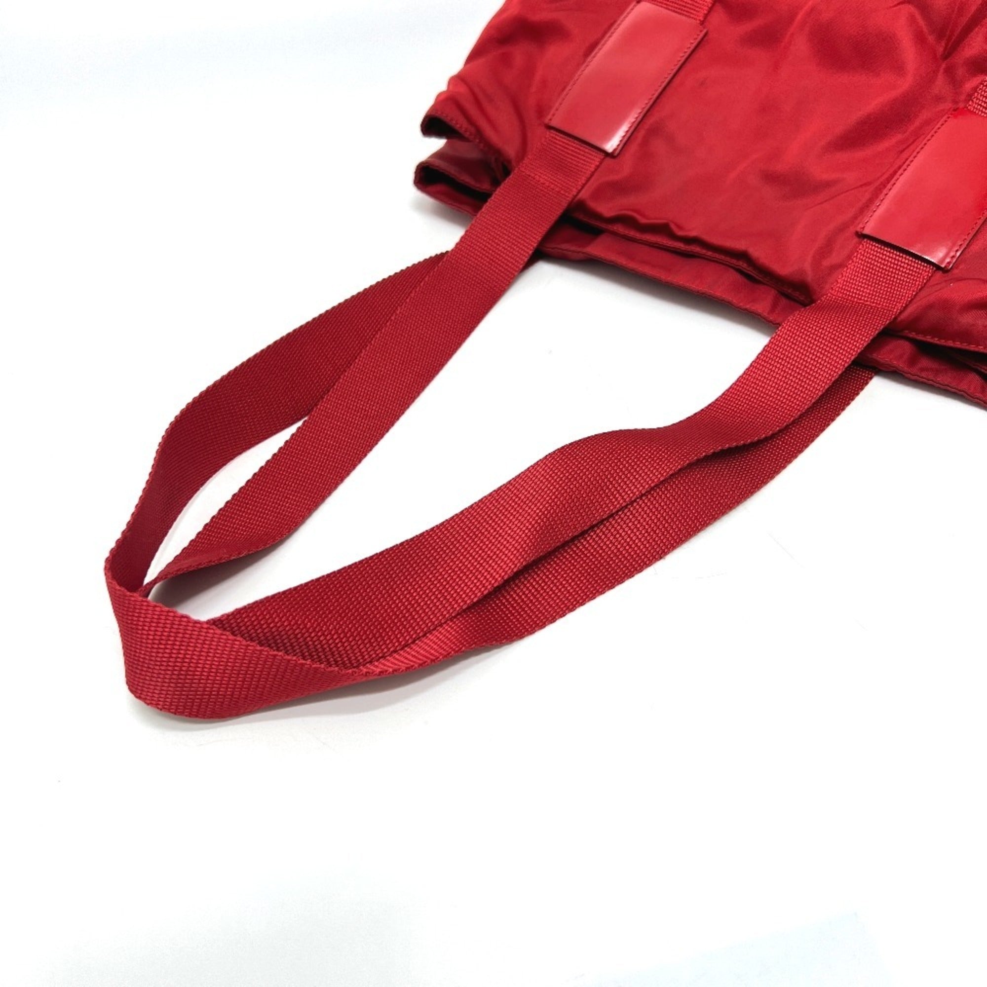 Prada Red Color Nylon Handbag Tote Bag