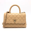 Chanel Beige Grained Calfskin Handbag Shoulder Bag