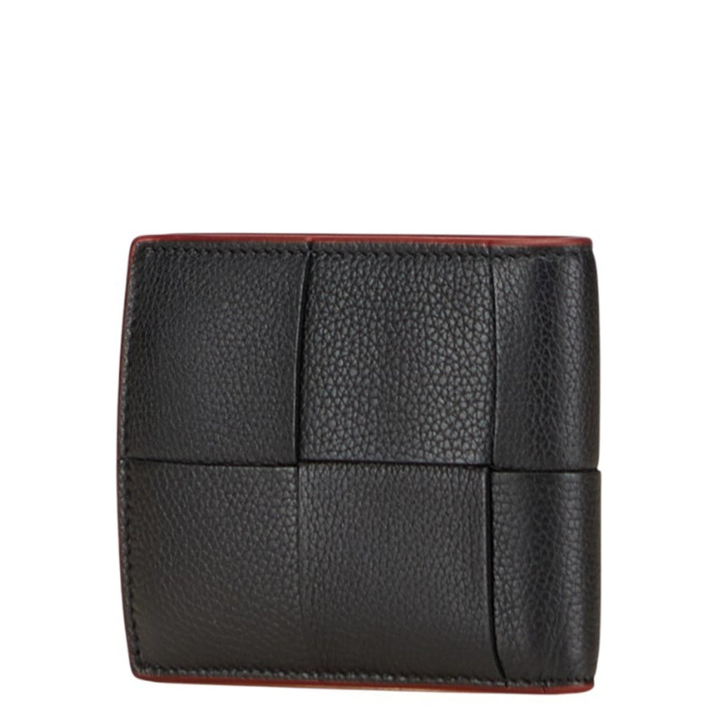 Bottega Veneta Black Red Color Leather Wallet (Bi-Fold)
