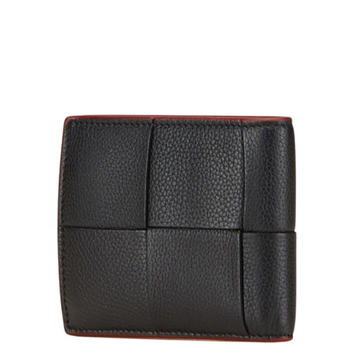 Bottega Veneta Black Red Color Leather Wallet (Bi-Fold)