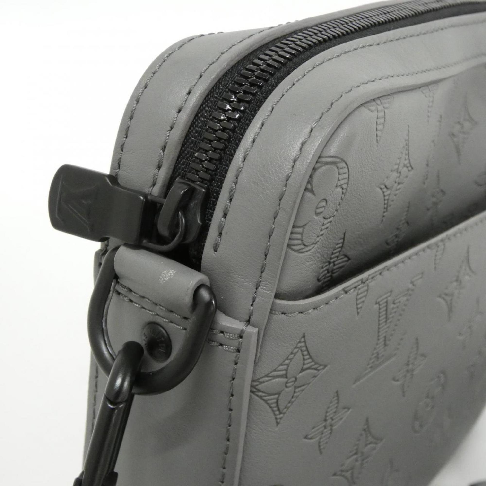 Louis Vuitton Black Gray Leather Shoulder Bag