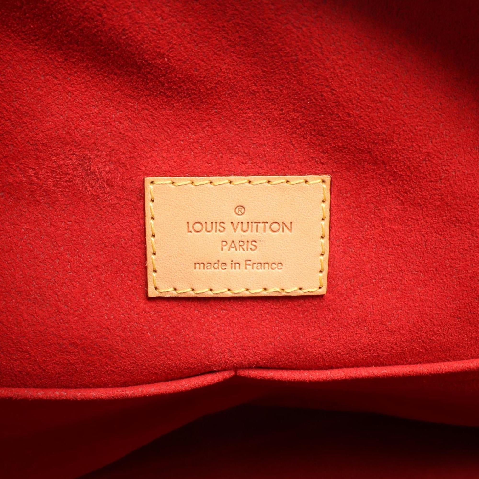 Louis Vuitton Brown Monogram Red Color Coated Canvas Leather Handbag Shoulder Bag