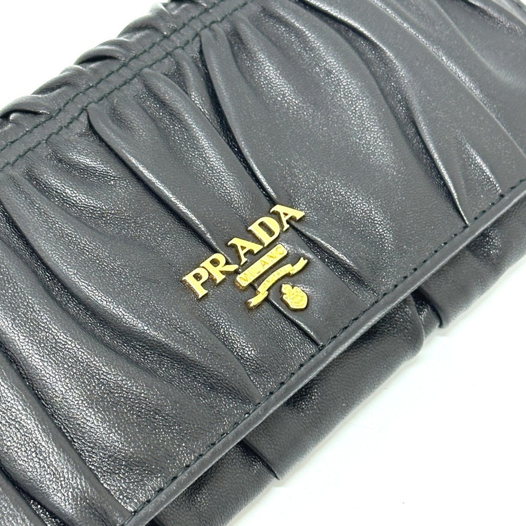 Prada Black Leather Long Wallet (Bi-Fold)