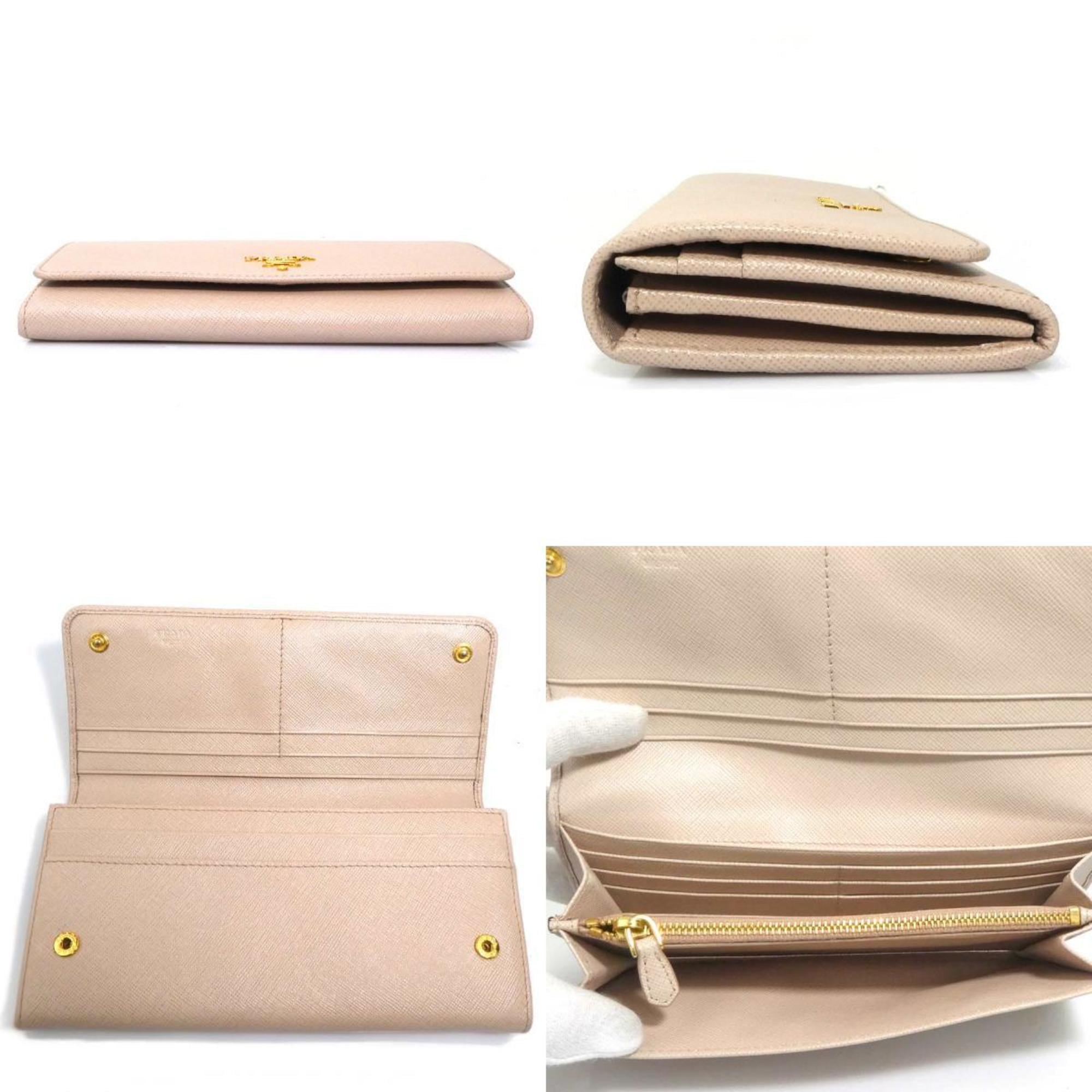 Prada Light Pink Leather Long Wallet (Bi-Fold)