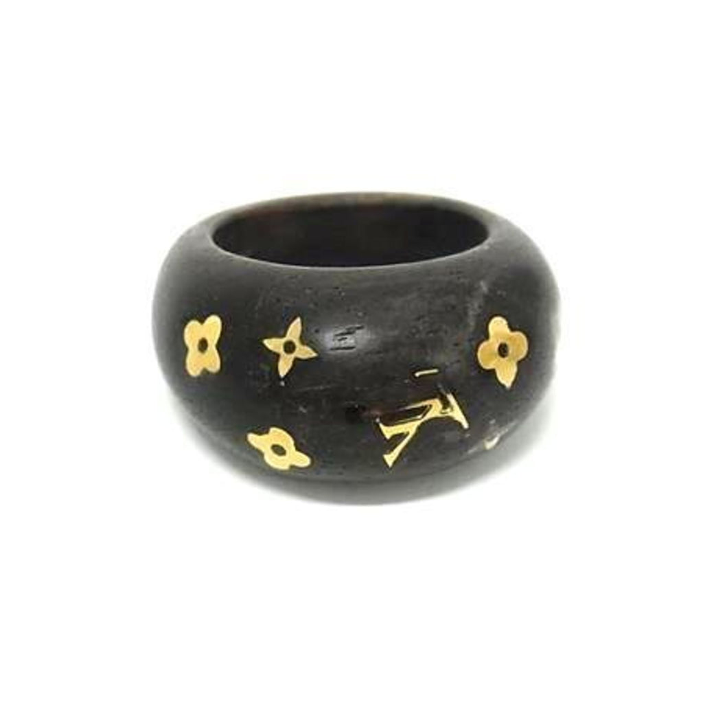 Louis Vuitton Gold Brown Wood Band Ring