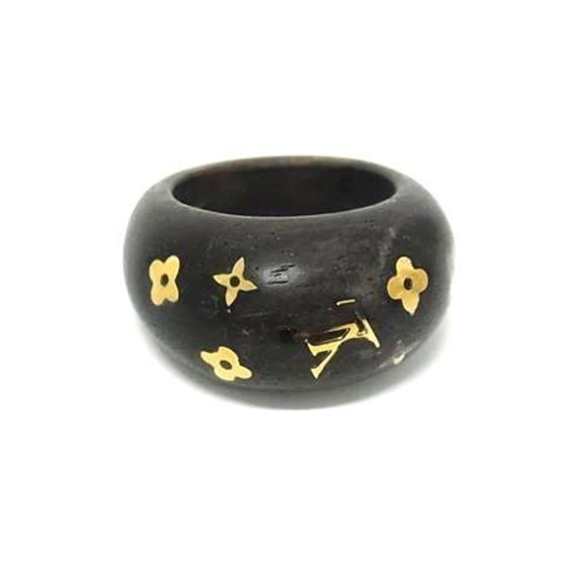 Louis Vuitton Gold Brown Wood Band Ring