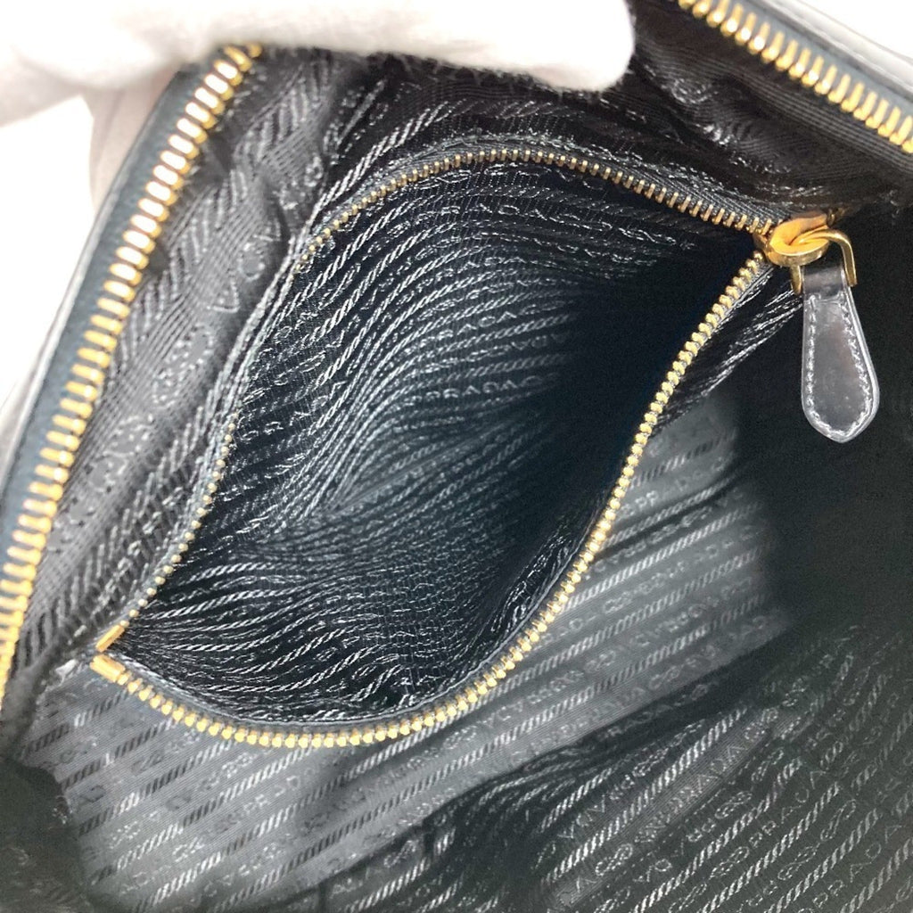 Prada Black Leather Nylon Handbag Shoulder Bag Tote Bag