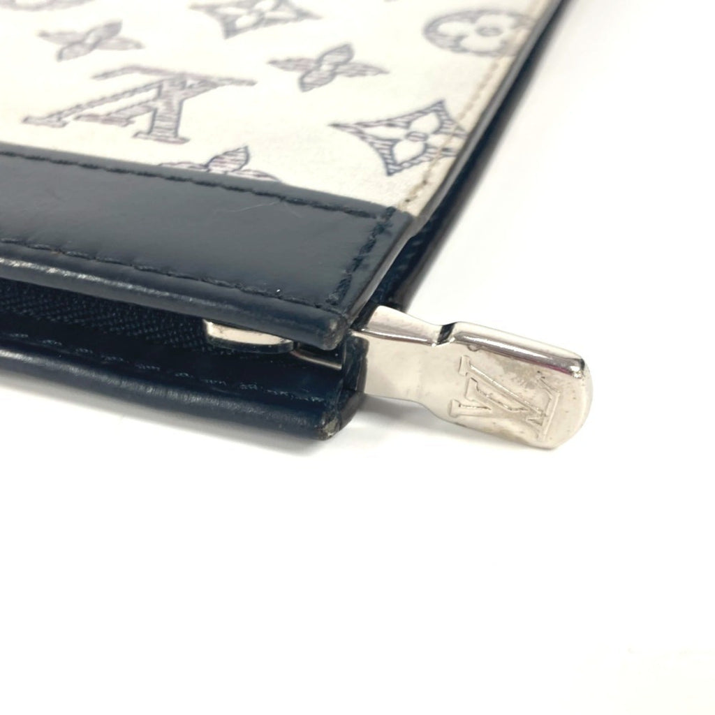 Louis Vuitton Navy White Leather Clutch Bag Pochette Pouch