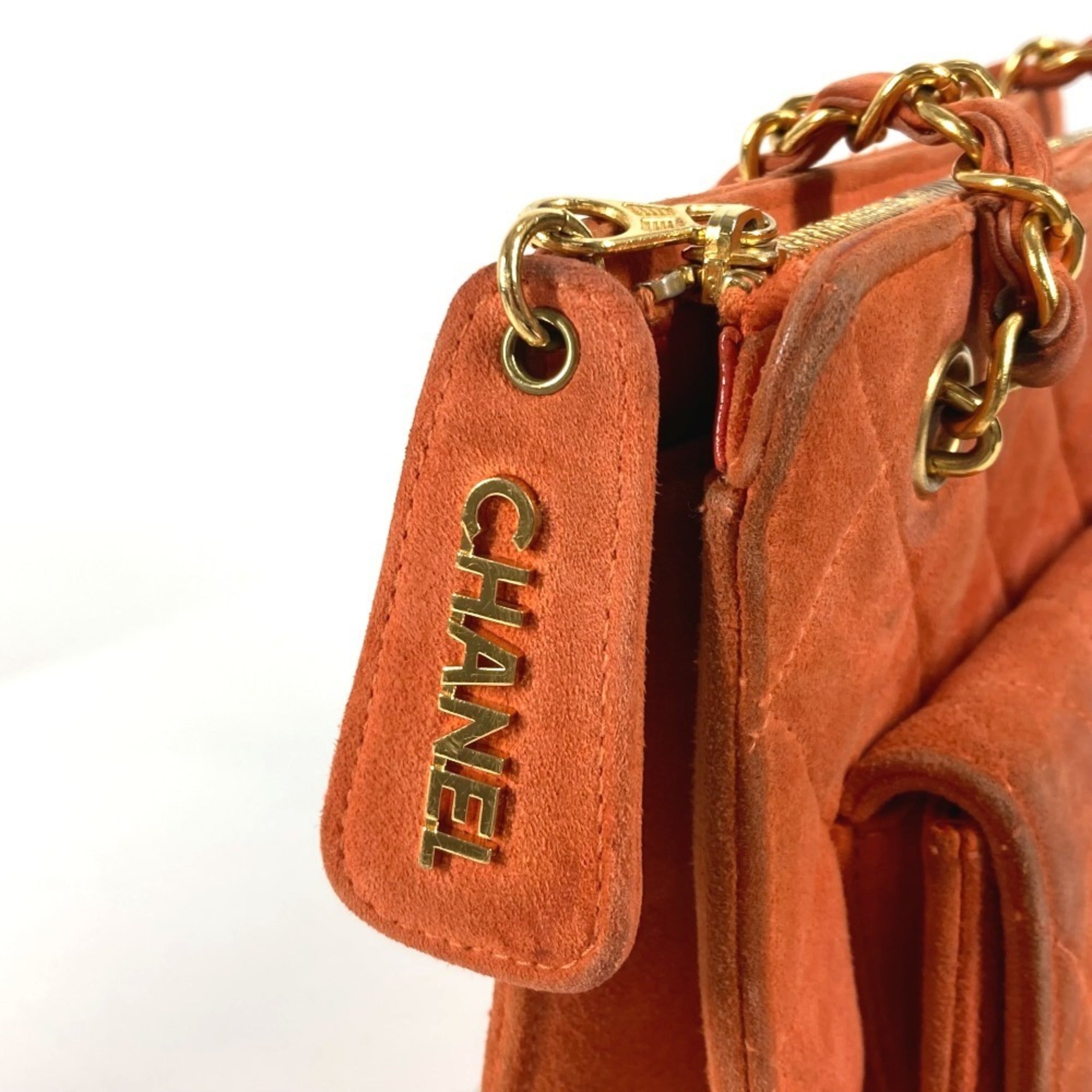 Chanel Orange Suede Handbag Shoulder Bag