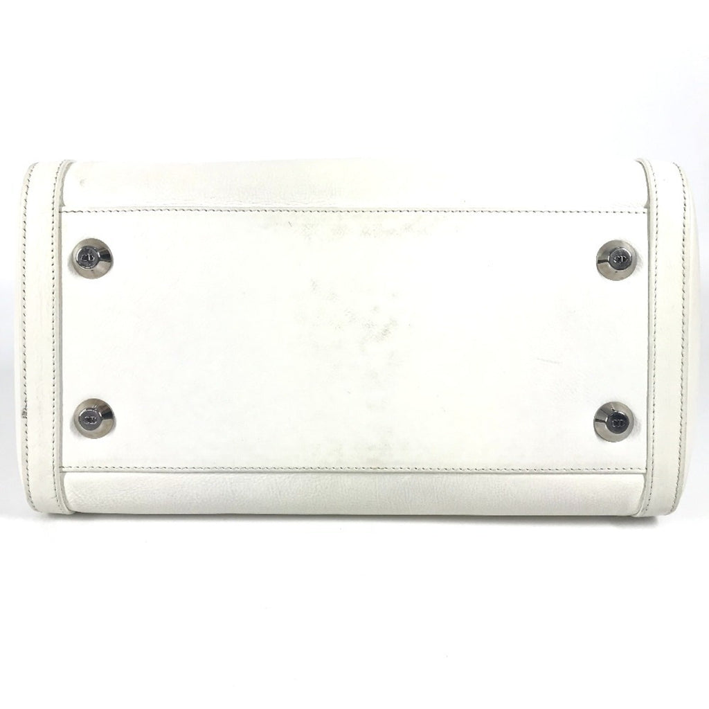 Christian Dior White Leather Boston Bag Handbag (Pre-Owned)