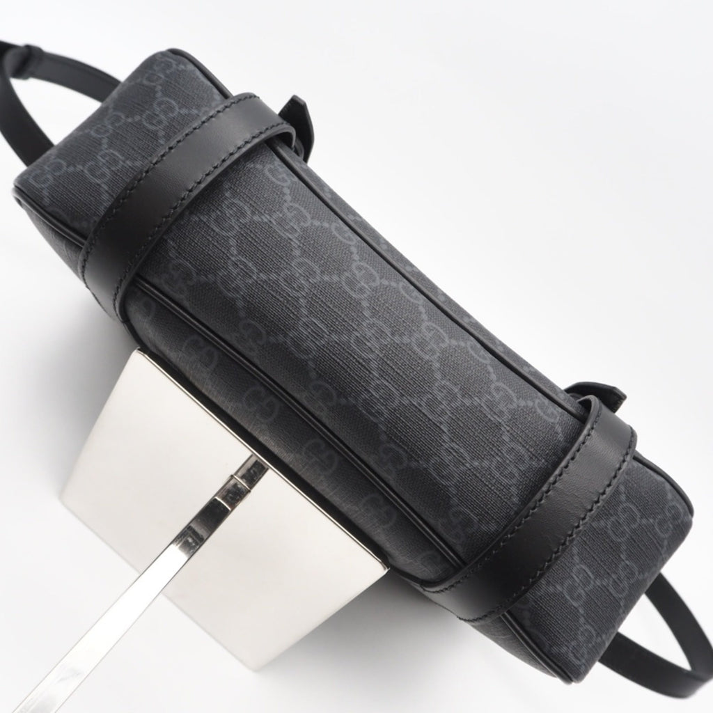Gucci Black Gray Coated Canvas Messenger Bag Shoulder Bag (Pre-Owned)