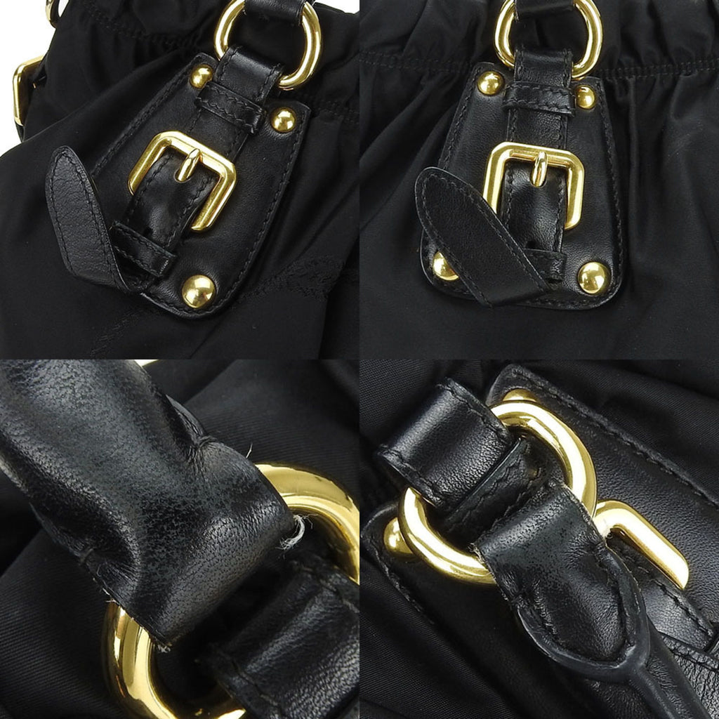 Prada Black Nylon Leather Handbag