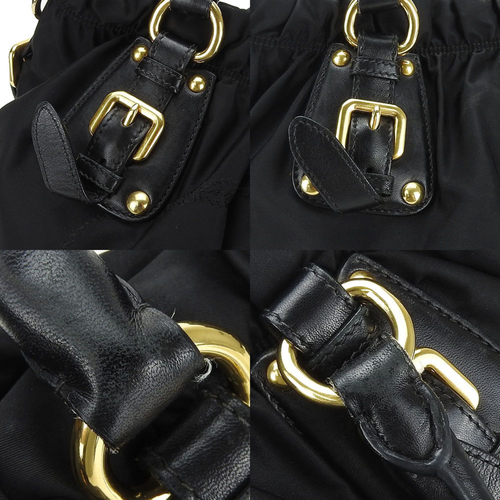 Prada Black Nylon Leather Handbag