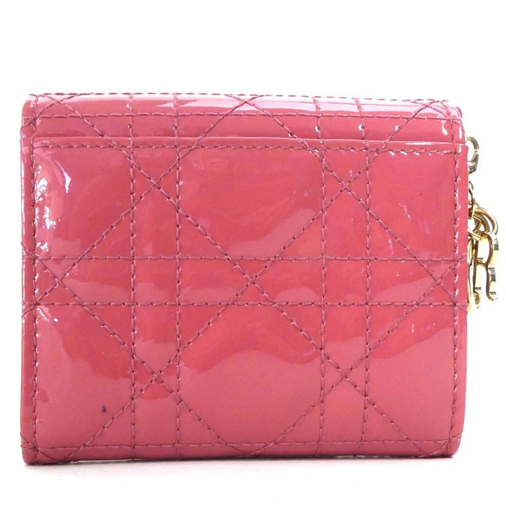 Christian Dior Pink Patent Leather Wallet (Tri-Fold) (Pre-Owned)