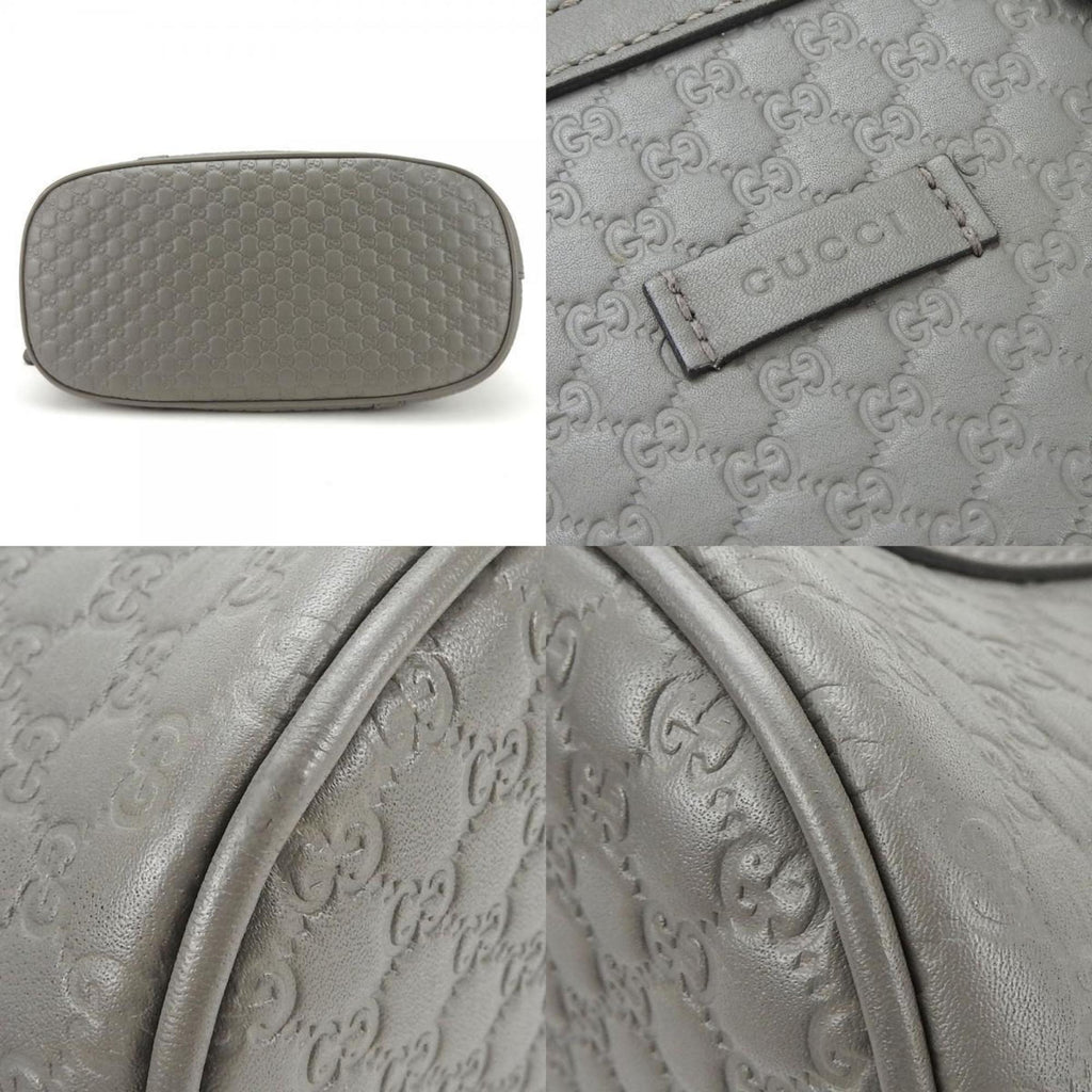 Gucci Gray Leather Handbag Shoulder Bag (Pre-Owned)