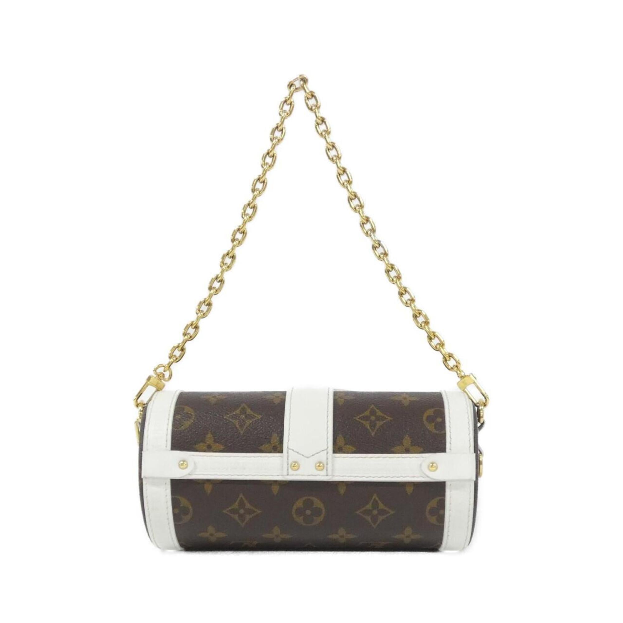 Louis Vuitton Brown White Coated Canvas Leather Shoulder Bag