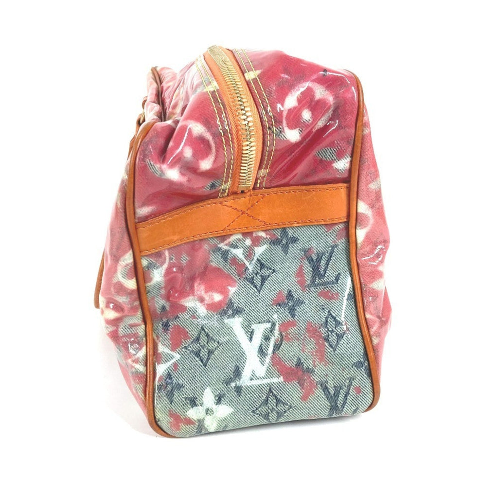Louis Vuitton Orange Vinyl Leather Boston Bag Handbag Tote Bag