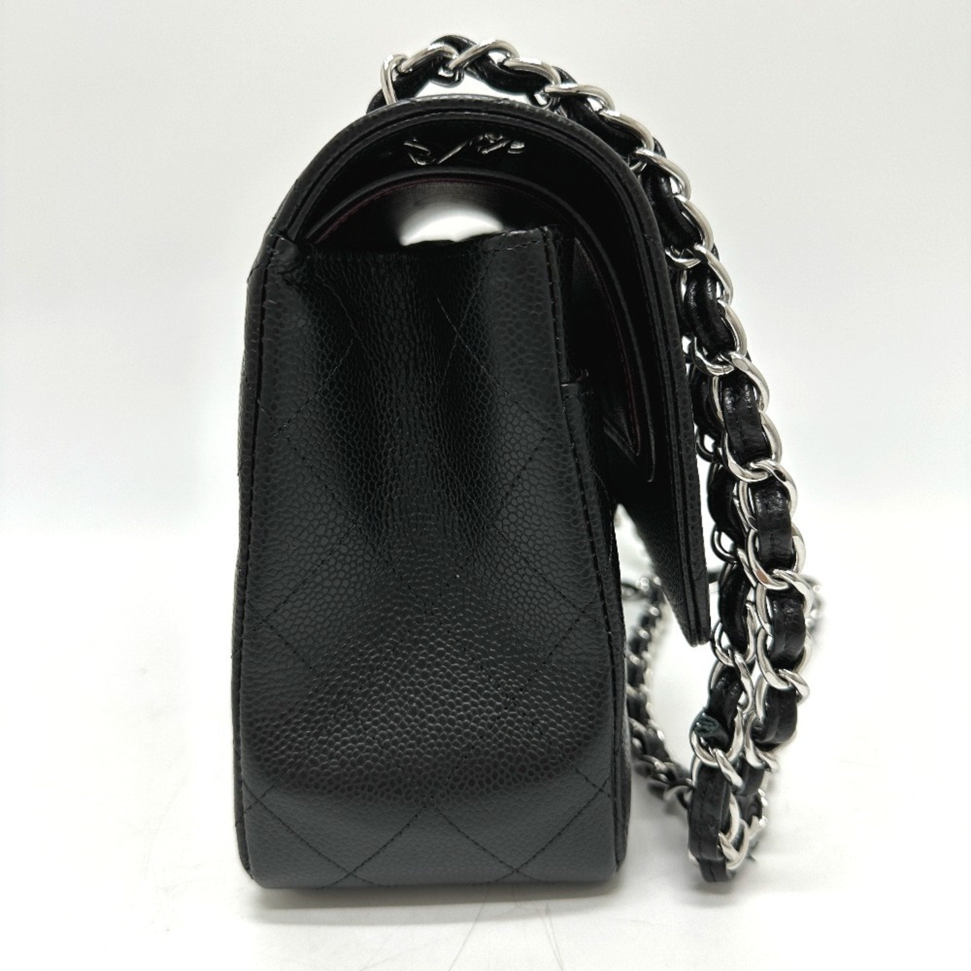 Chanel Black Grained Calfskin Shoulder Bag