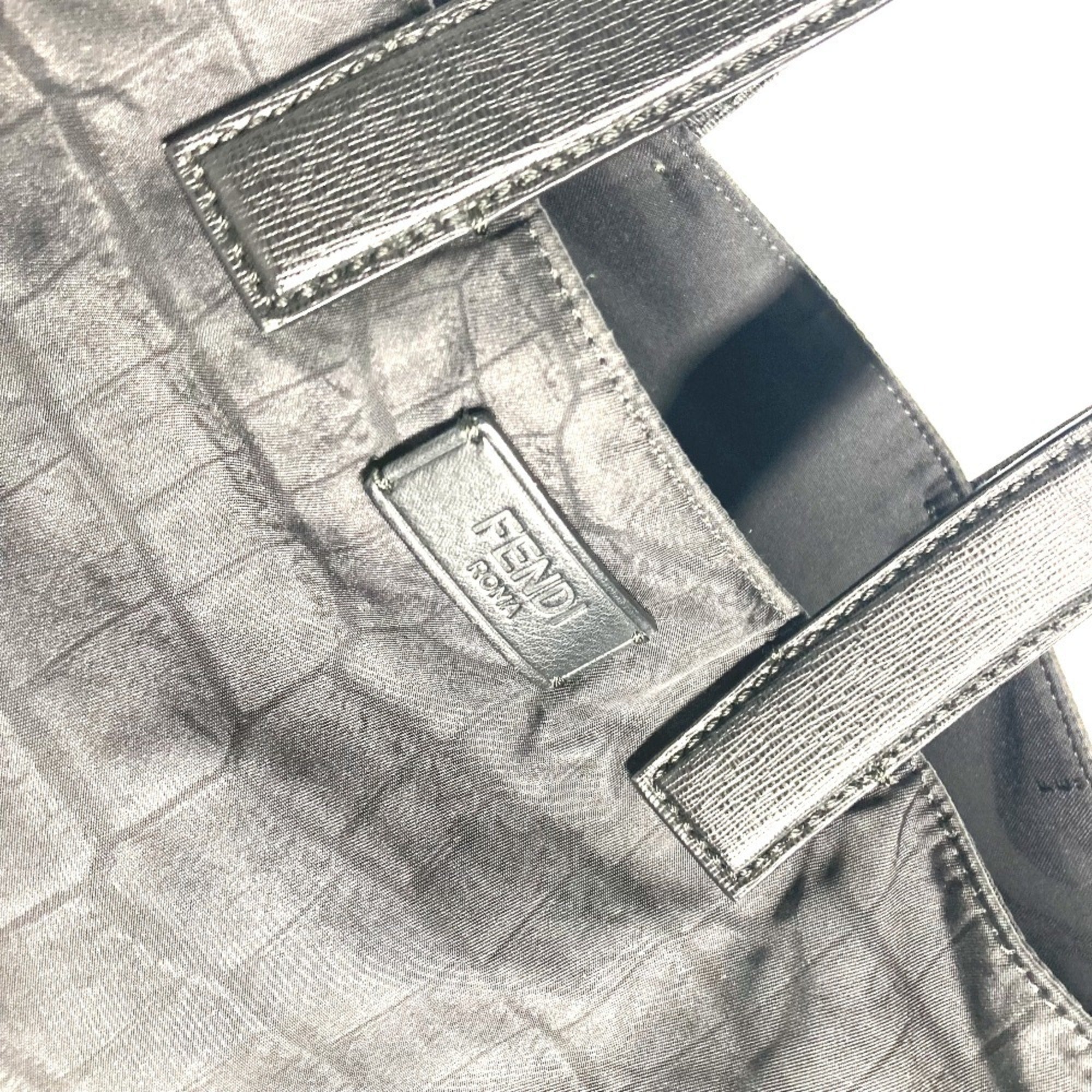 Fendi Black Nylon Leather Shoulder Bag Tote Bag