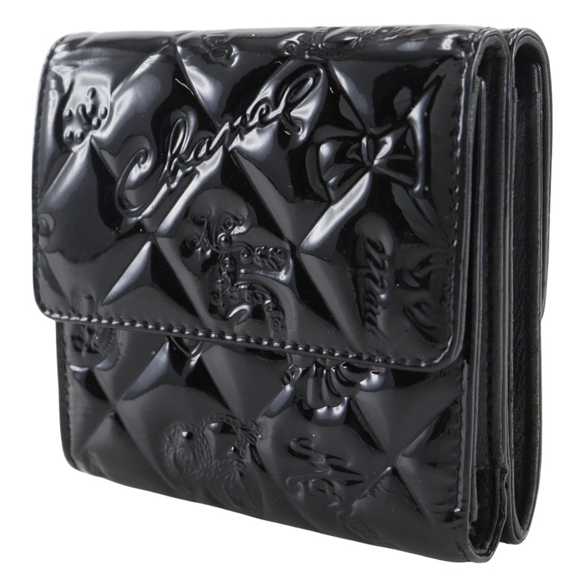 Chanel Black Patent Leather Wallet (Tri-Fold)