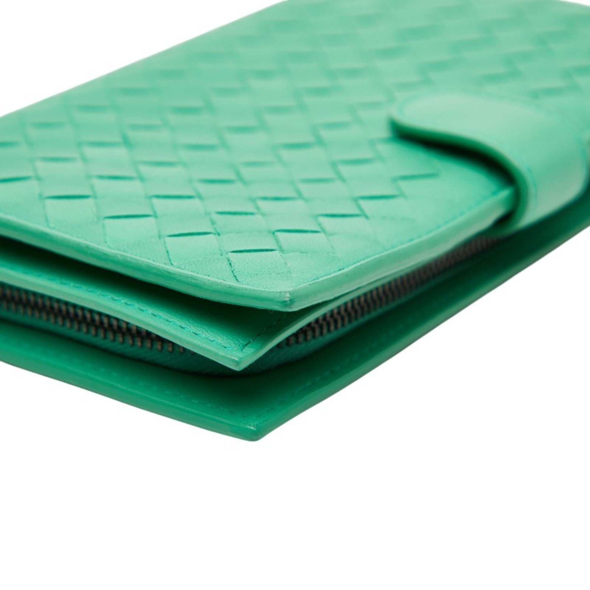 Bottega Veneta Green Leather Long Wallet