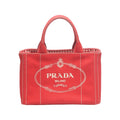 Prada Red Color Canvas Tote Bag
