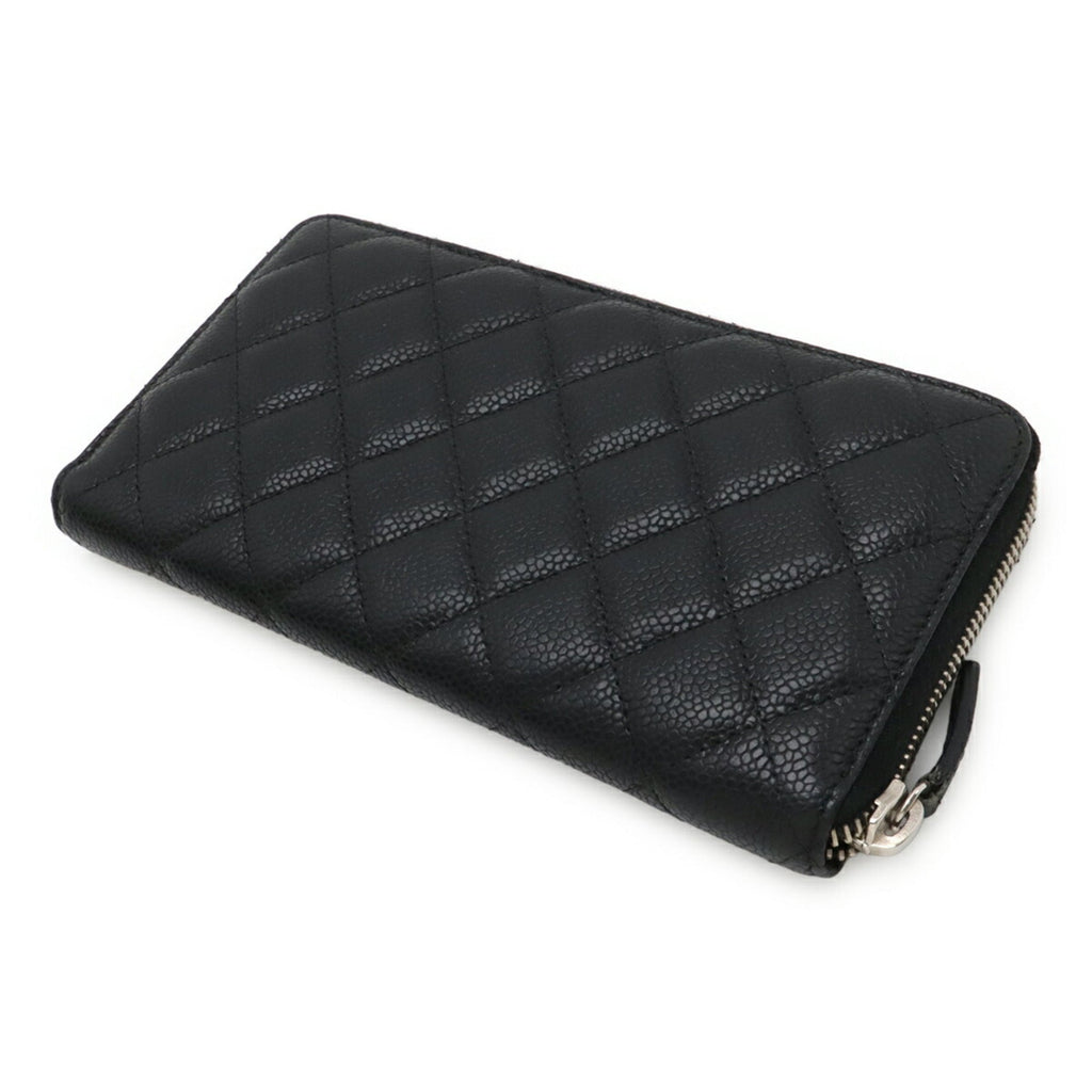 Chanel Matelasse Black Grained Calfskin Long Wallet (Bi-Fold)