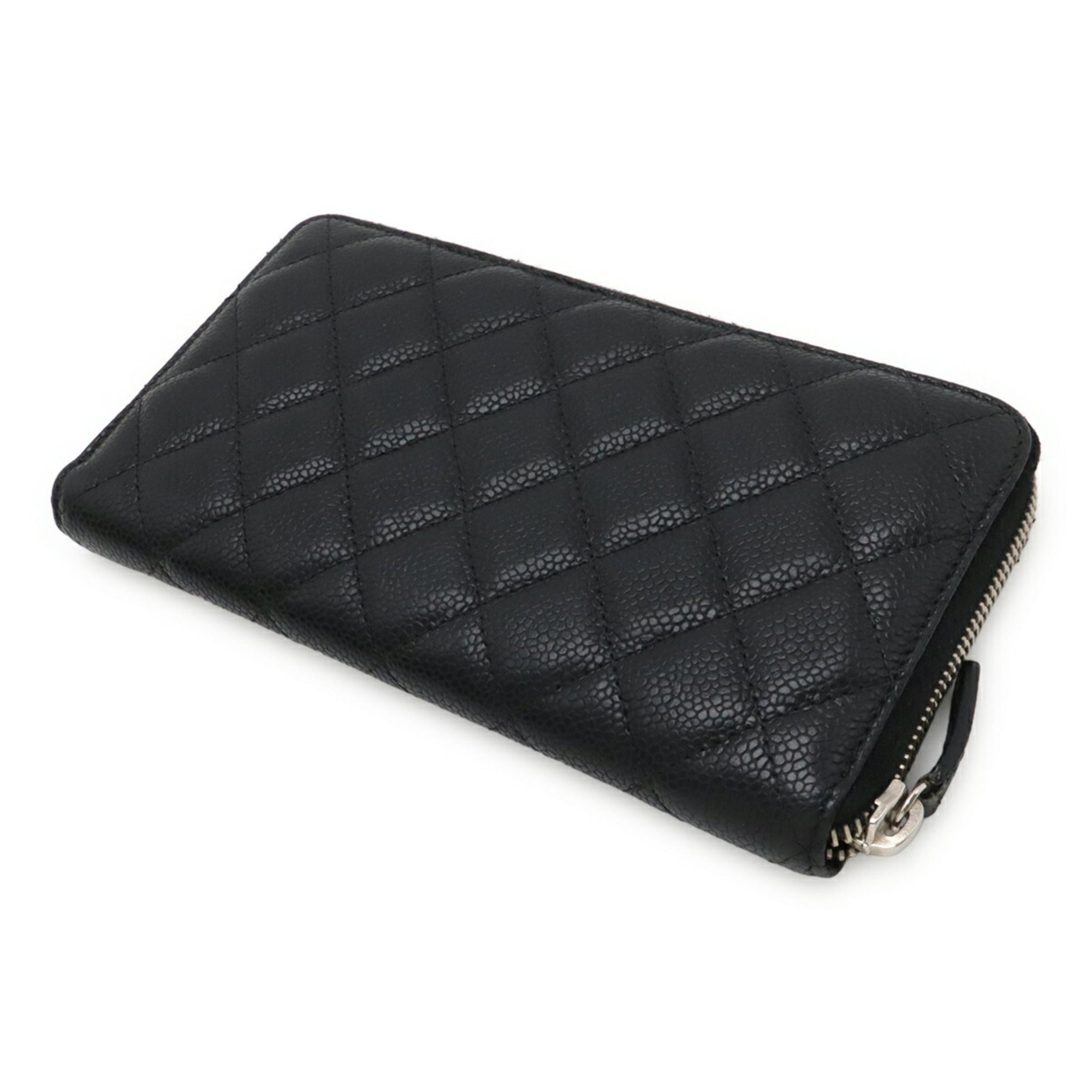 Chanel Matelasse Black Grained Calfskin Long Wallet (Bi-Fold)