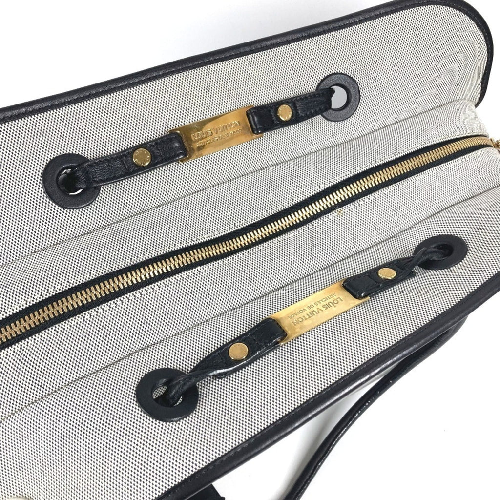 Louis Vuitton Black Galle Yellow Leather Canvas Boston Bag Shoulder Bag Tote Bag