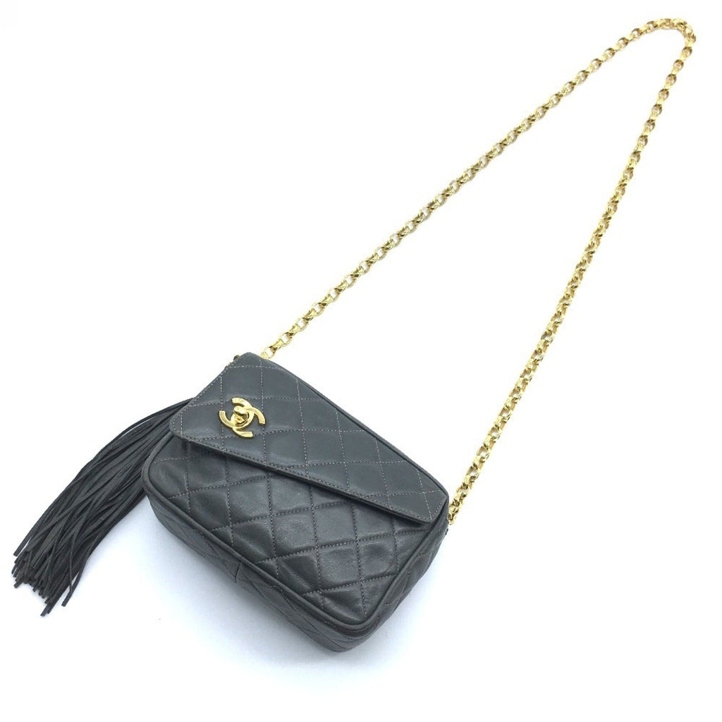 Chanel Gray Leather Shoulder Bag