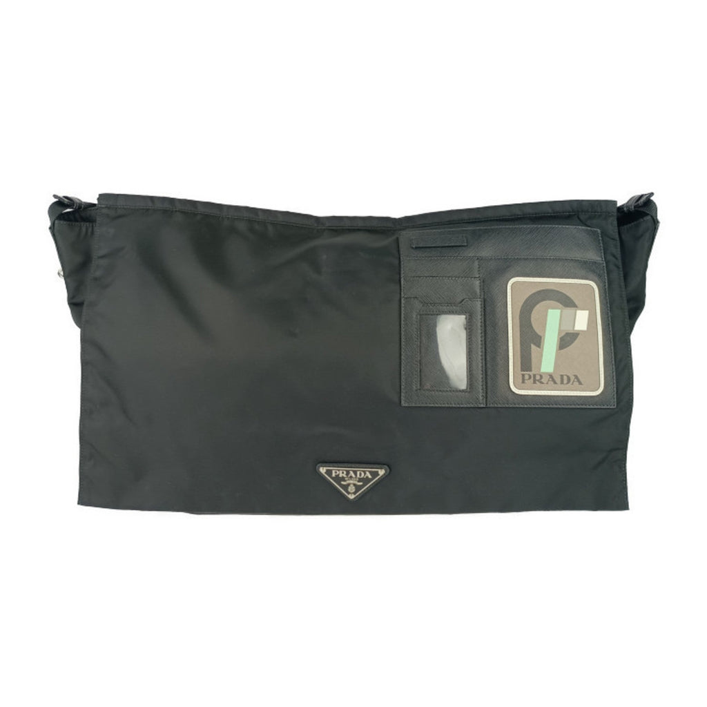 Prada Black Nylon Leather Messenger Bag Shoulder Bag