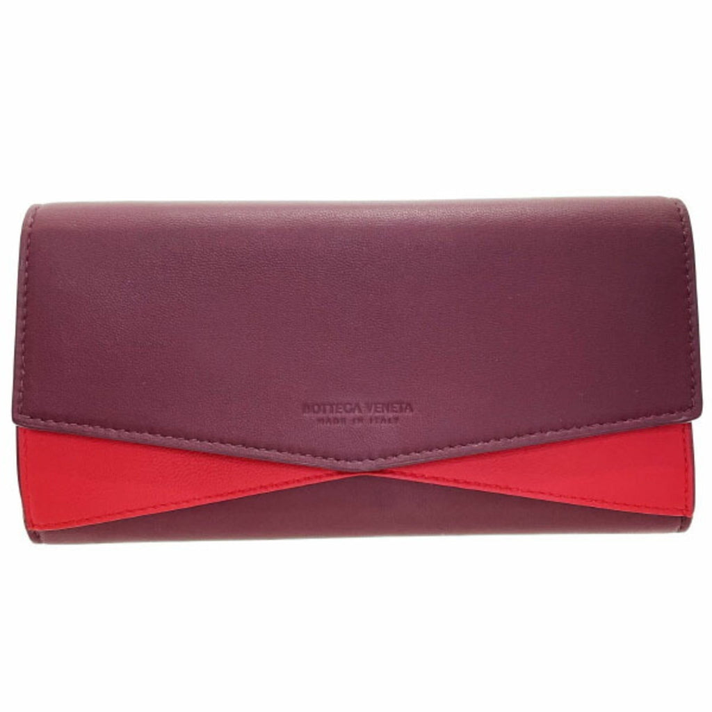 Bottega Veneta Bordeaux Red Color Leather Long Wallet (Bi-Fold)