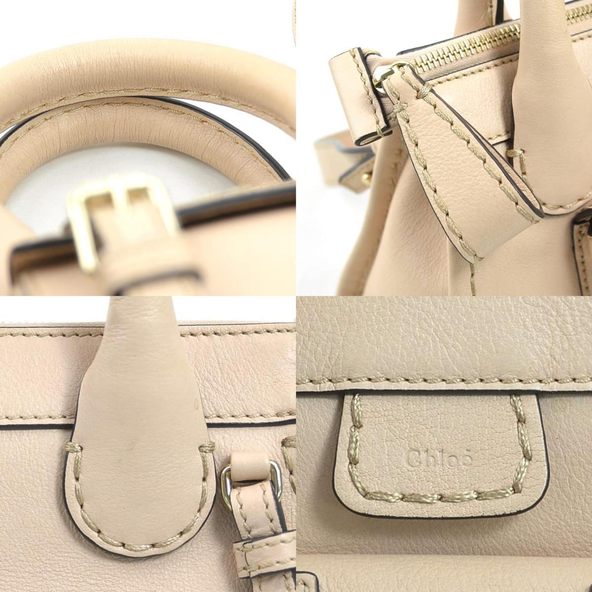 Chloé Pink Beige Leather Handbag Shoulder Bag (Pre-Owned)