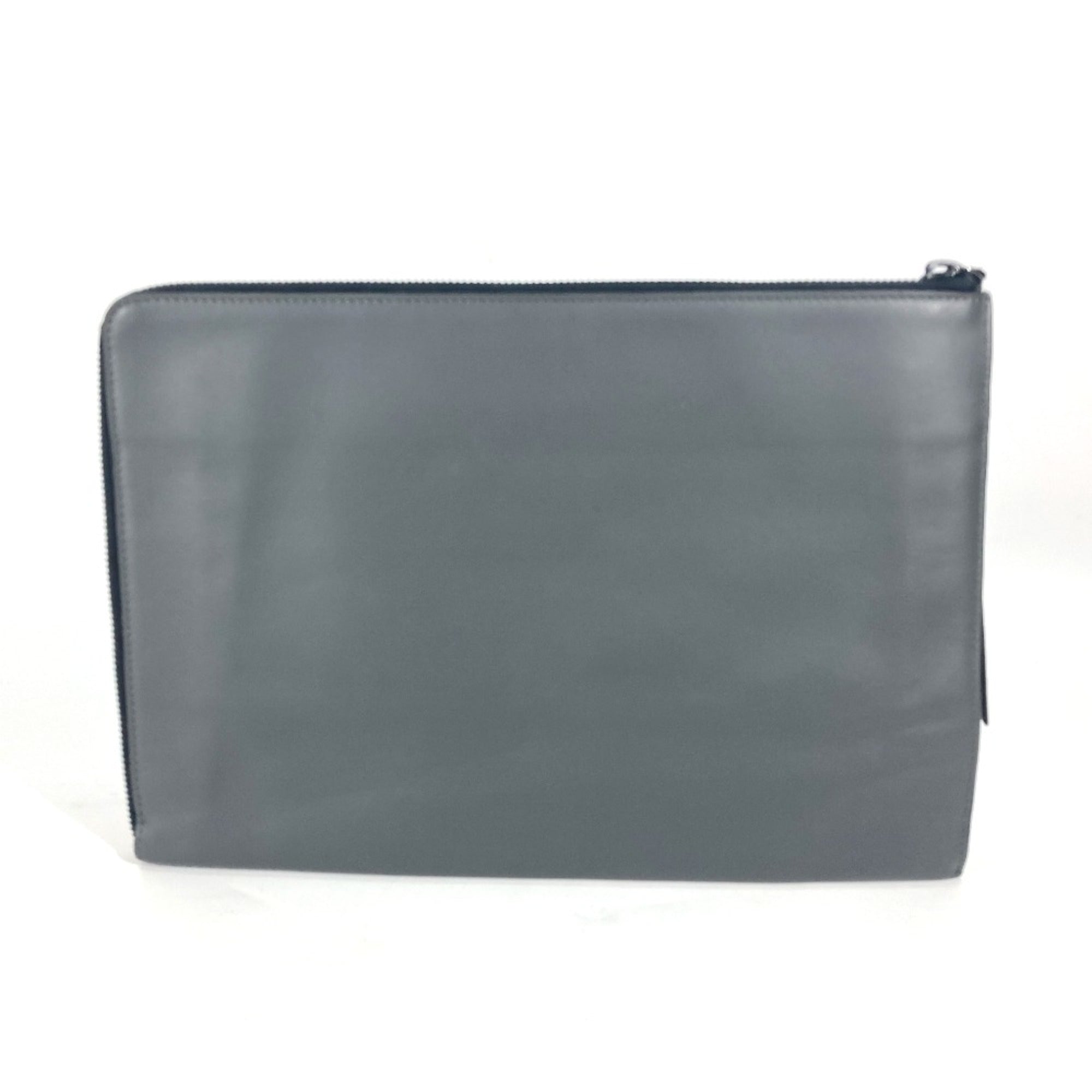 Fendi Gray Leather Clutch Bag
