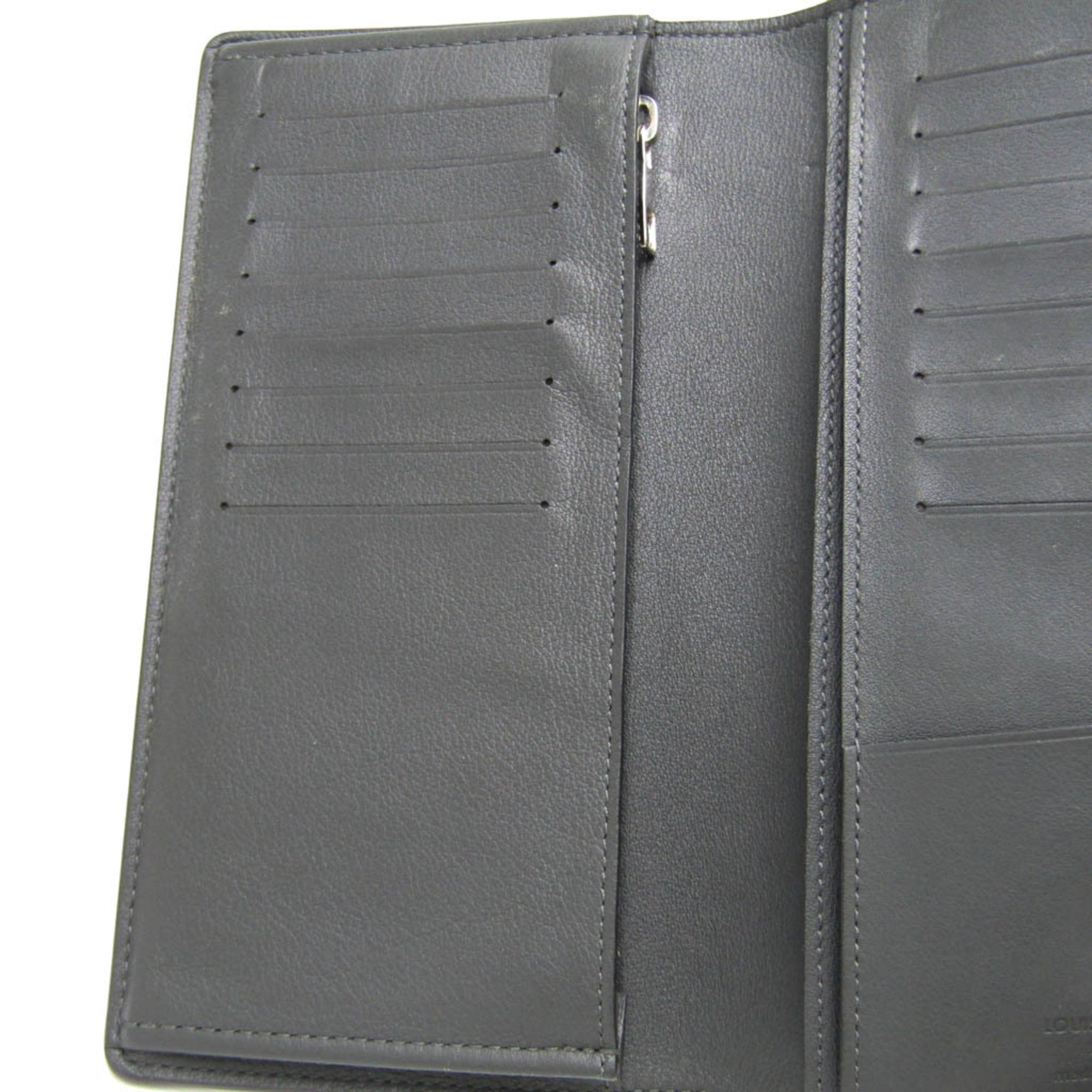 Louis Vuitton Taurillon Lv Charcoal Leather Long Wallet