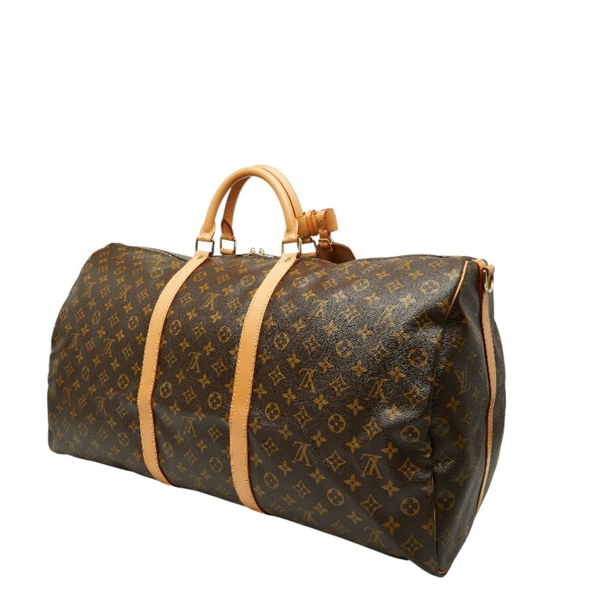 Louis Vuitton Brown Pvc Leather Boston Bag Shoulder Bag