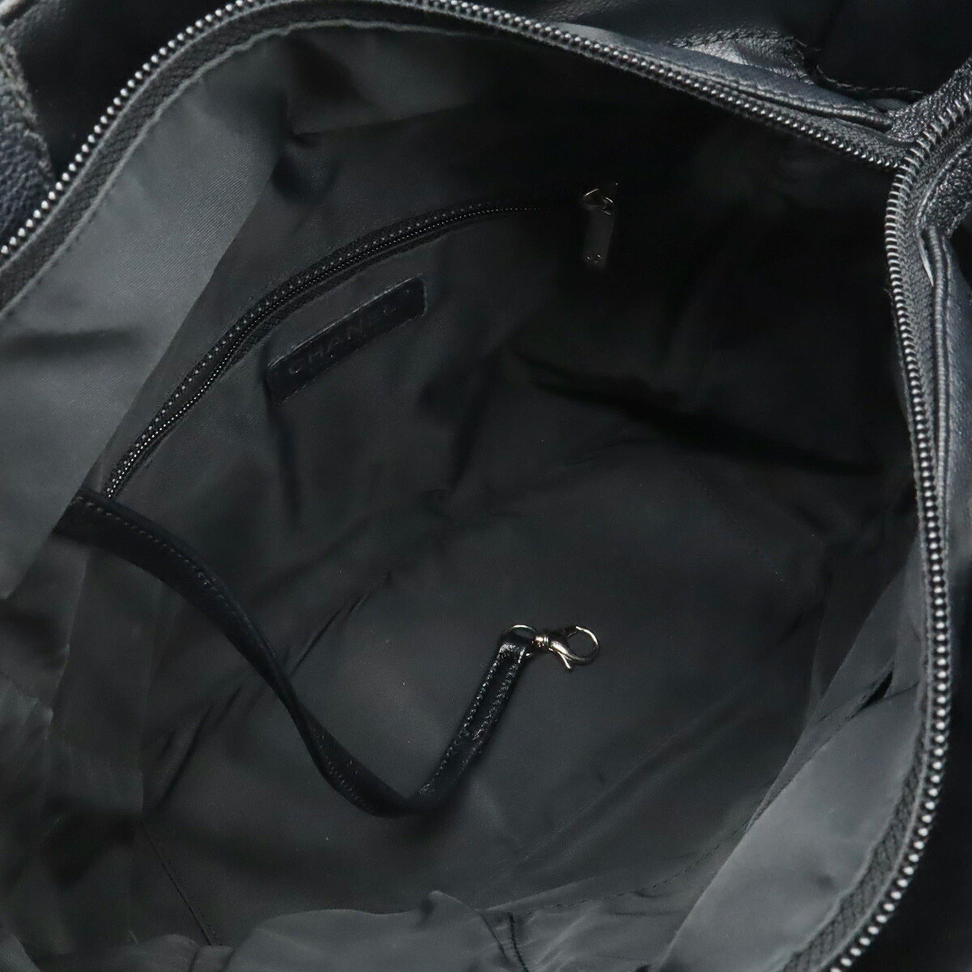Chanel Black Coated Canvas Leather Shoulder Bag Tote Bag
