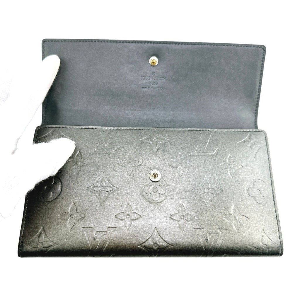 Louis Vuitton Monogram Mat Black Noir Monogram Mat Wallet (Tri-Fold)