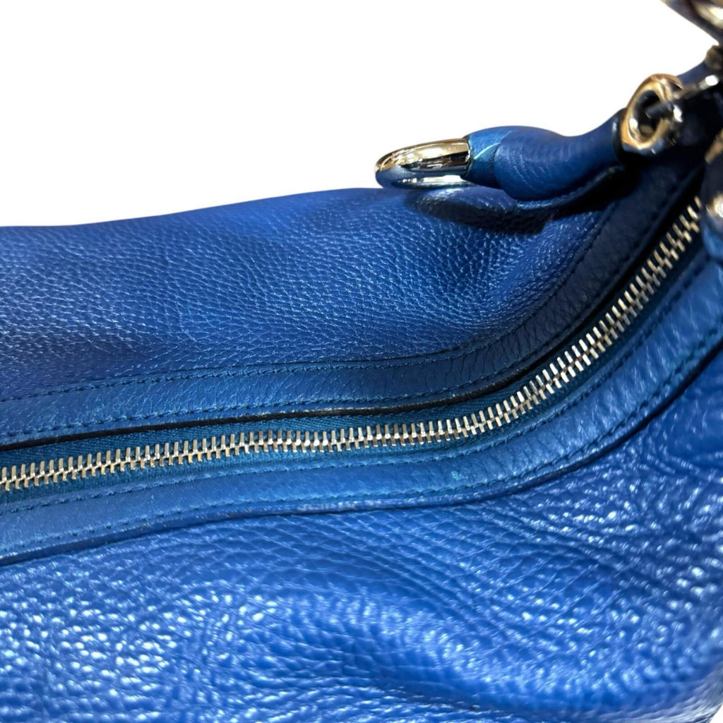 Gucci Blue Leather Shoulder Bag Tote Bag (Pre-Owned)