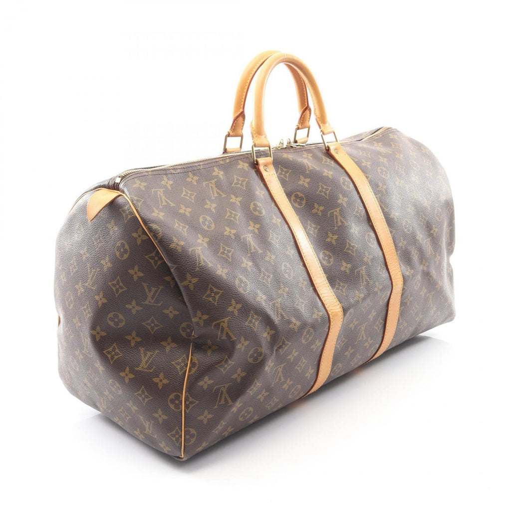 Louis Vuitton Brown Coated Canvas Leather Monogram Boston Bag