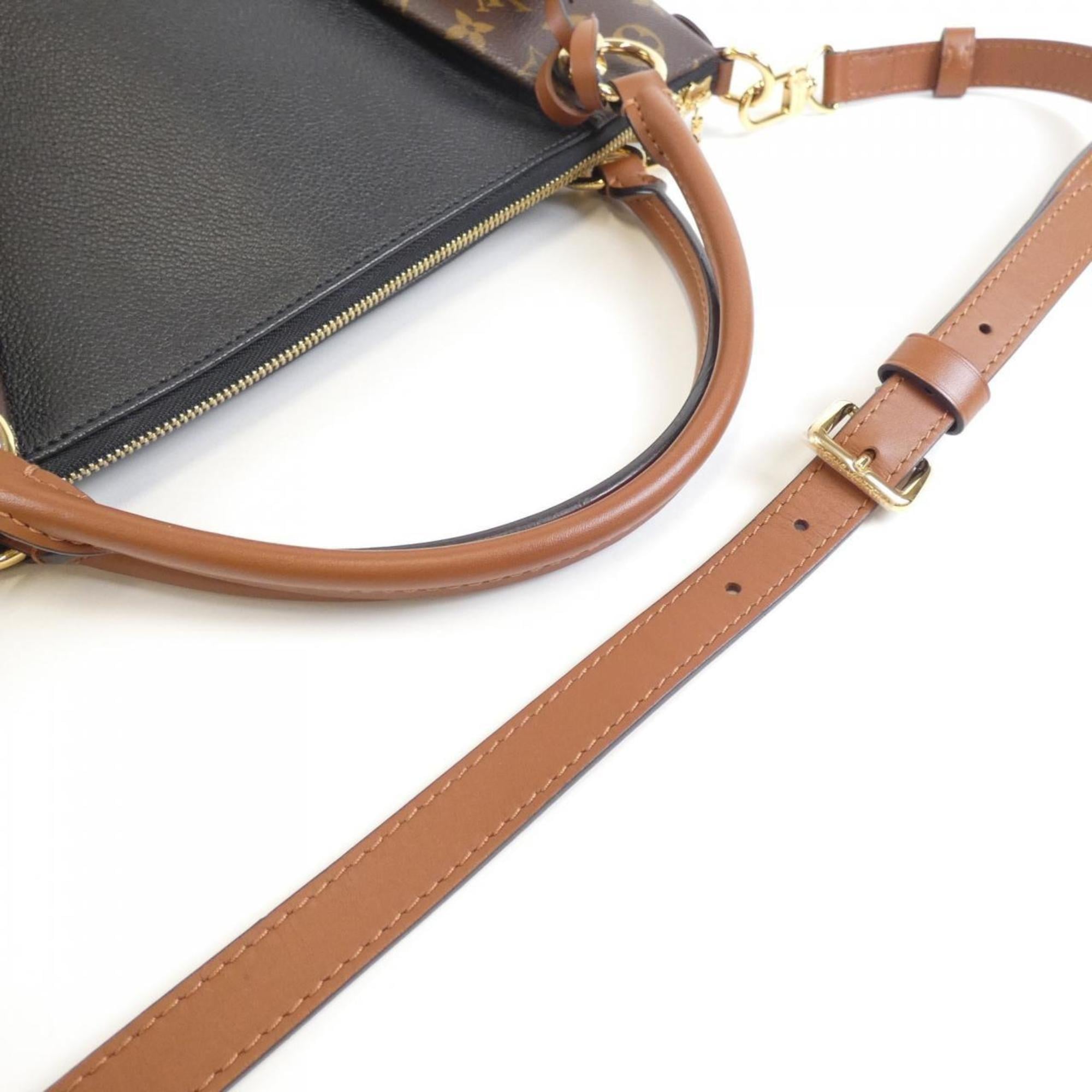 Louis Vuitton Black Marron Coated Canvas Leather Handbag