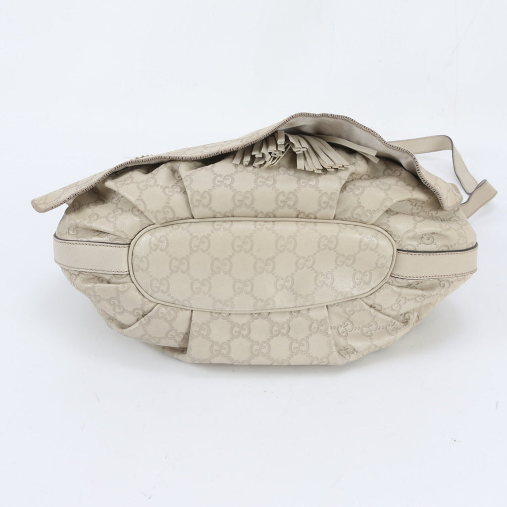 Gucci Guccissima Ivory Leather Shoulder Bag (Pre-Owned)