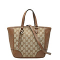 Gucci Gg Canvas Black Leather Handbag Shoulder Bag (Pre-Owned)
