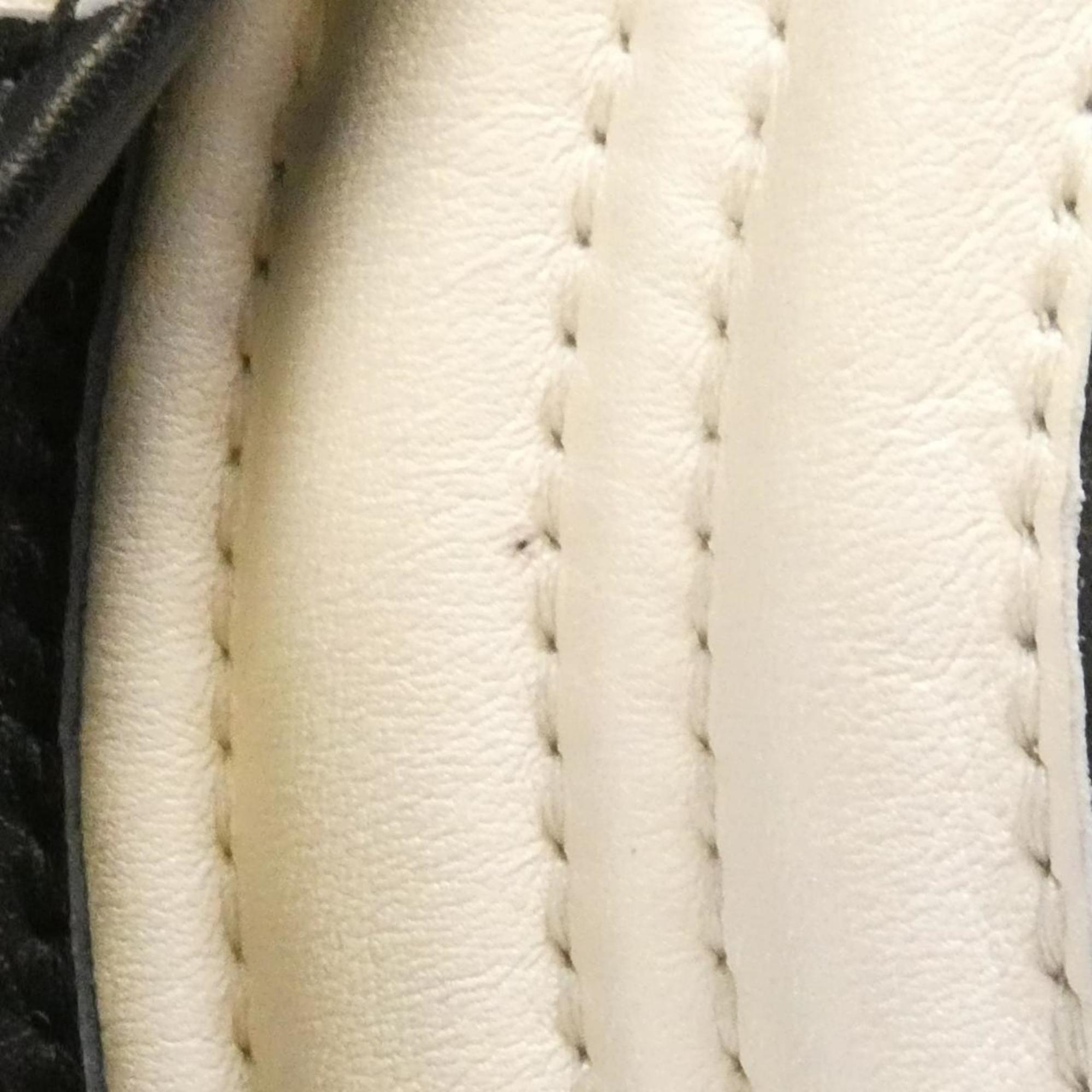 Gucci Black White Leather Shoulder Bag (Pre-Owned)