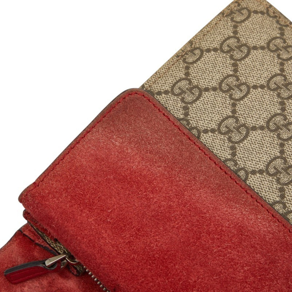 Gucci Beige Red Color Pvc Suede Shoulder Bag (Pre-Owned)