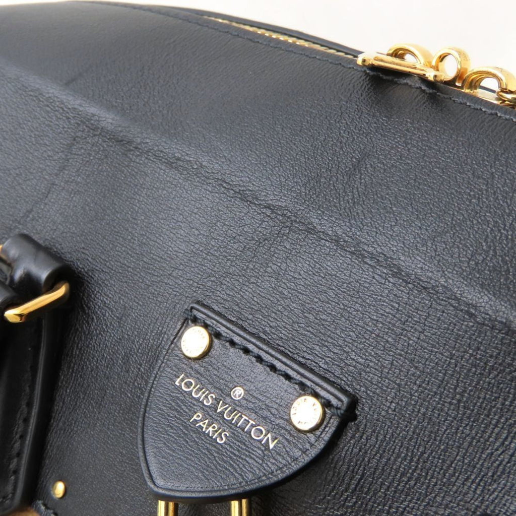 Louis Vuitton Black Brown Canvas Leather Handbag