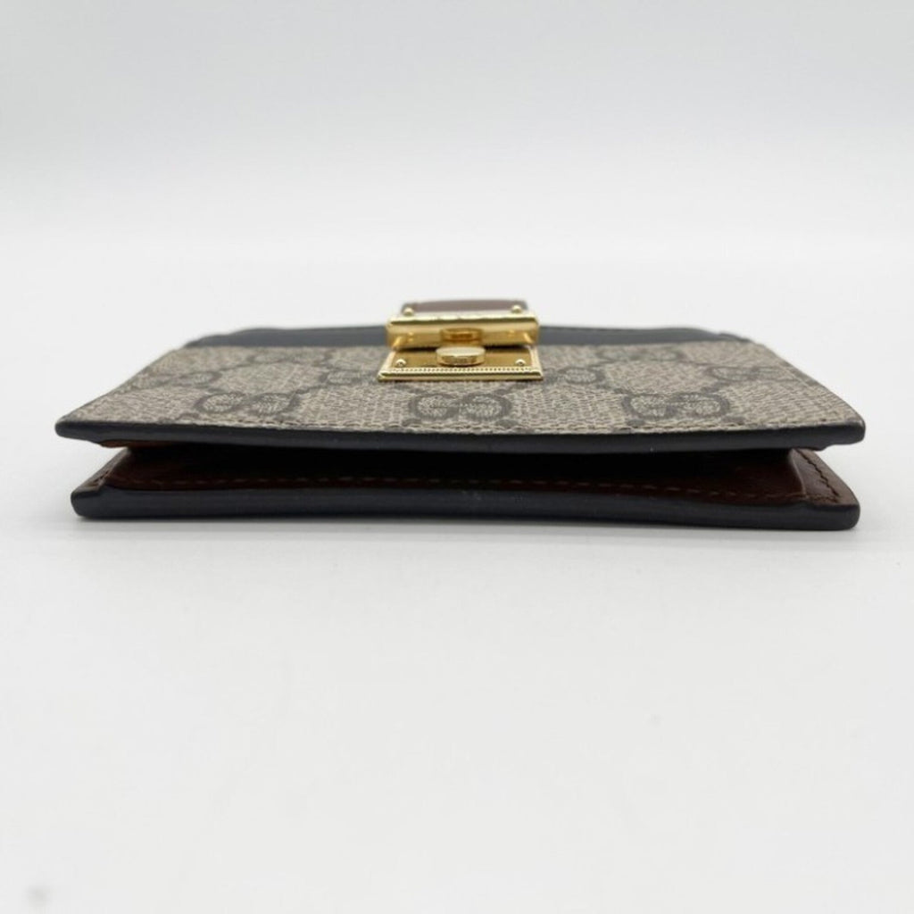 Gucci Beige Black Brown Pvc Leather Long Wallet (Bi-Fold) (Pre-Owned)